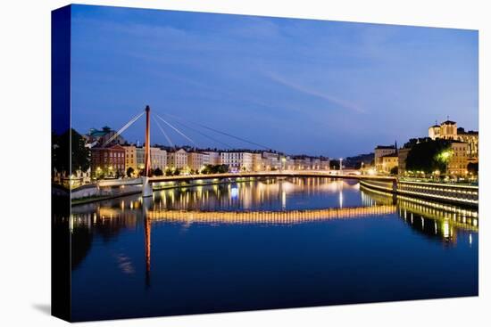 Palais Du Justice Footbridge Reflecting on the Saone-Massimo Borchi-Stretched Canvas