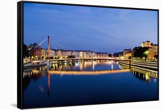 Palais Du Justice Footbridge Reflecting on the Saone-Massimo Borchi-Framed Stretched Canvas