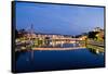 Palais Du Justice Footbridge Reflecting on the Saone-Massimo Borchi-Framed Stretched Canvas