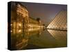 Palais Du Louvre Pyramid at Night, Paris, France, Europe-Marco Cristofori-Stretched Canvas