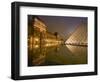 Palais Du Louvre Pyramid at Night, Paris, France, Europe-Marco Cristofori-Framed Photographic Print