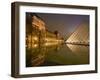 Palais Du Louvre Pyramid at Night, Paris, France, Europe-Marco Cristofori-Framed Photographic Print