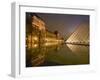 Palais Du Louvre Pyramid at Night, Paris, France, Europe-Marco Cristofori-Framed Photographic Print