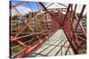 Palanques Vermelles bridge, red bridge across Onyar River, by Gustav Eiffel, City of Girona, Girona-Eleanor Scriven-Stretched Canvas