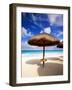 Palapa Umbrella on Cancun Beach, Mexico-George Oze-Framed Photographic Print