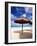 Palapa Umbrella on Cancun Beach, Mexico-George Oze-Framed Photographic Print