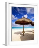 Palapa Umbrella on Cancun Beach, Mexico-George Oze-Framed Photographic Print