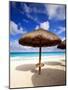 Palapa Umbrella on Cancun Beach, Mexico-George Oze-Mounted Photographic Print