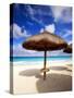 Palapa Umbrella on Cancun Beach, Mexico-George Oze-Stretched Canvas