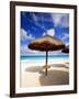 Palapa Umbrella on Cancun Beach, Mexico-George Oze-Framed Photographic Print