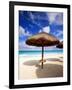 Palapa Umbrella on Cancun Beach, Mexico-George Oze-Framed Photographic Print