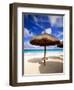 Palapa Umbrella on Cancun Beach, Mexico-George Oze-Framed Photographic Print