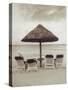 Palapa Umbrella on the Beach, Cancun, Mexico-Mark Gibson-Stretched Canvas