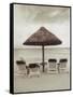 Palapa Umbrella on the Beach, Cancun, Mexico-Mark Gibson-Framed Stretched Canvas