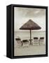 Palapa Umbrella on the Beach, Cancun, Mexico-Mark Gibson-Framed Stretched Canvas