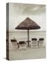 Palapa Umbrella on the Beach, Cancun, Mexico-Mark Gibson-Stretched Canvas