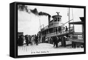 Palatka, Florida - Departing from a Ship at the Wharf-Lantern Press-Framed Stretched Canvas