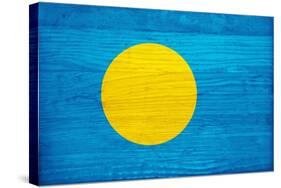 Palau Flag Design with Wood Patterning - Flags of the World Series-Philippe Hugonnard-Stretched Canvas