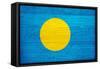 Palau Flag Design with Wood Patterning - Flags of the World Series-Philippe Hugonnard-Framed Stretched Canvas