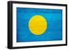 Palau Flag Design with Wood Patterning - Flags of the World Series-Philippe Hugonnard-Framed Premium Giclee Print