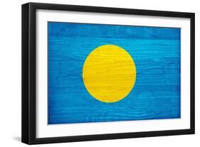 Palau Flag Design with Wood Patterning - Flags of the World Series-Philippe Hugonnard-Framed Art Print