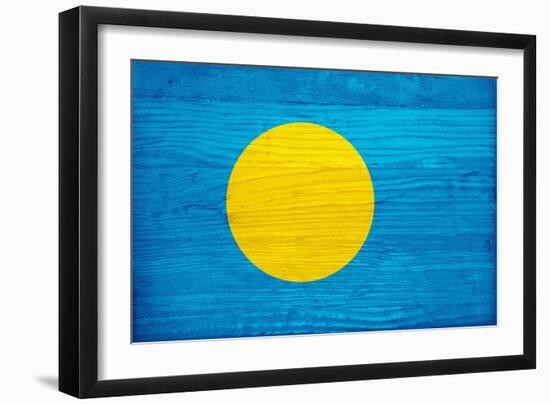 Palau Flag Design with Wood Patterning - Flags of the World Series-Philippe Hugonnard-Framed Art Print