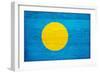 Palau Flag Design with Wood Patterning - Flags of the World Series-Philippe Hugonnard-Framed Art Print