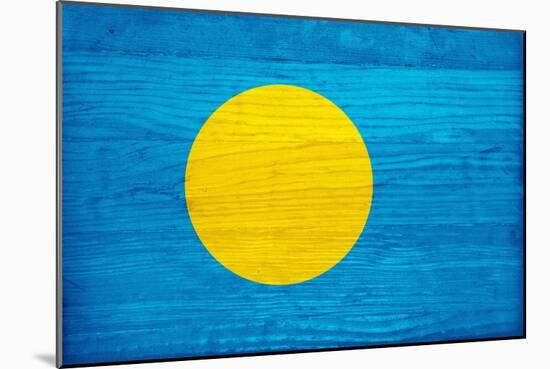 Palau Flag Design with Wood Patterning - Flags of the World Series-Philippe Hugonnard-Mounted Art Print