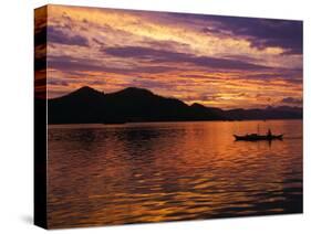 Palawan Province, Busuanga Island, Coron Town, Sunset over Coron Bay and Fishing Boat, Philippines-Christian Kober-Stretched Canvas