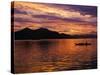 Palawan Province, Busuanga Island, Coron Town, Sunset over Coron Bay and Fishing Boat, Philippines-Christian Kober-Stretched Canvas