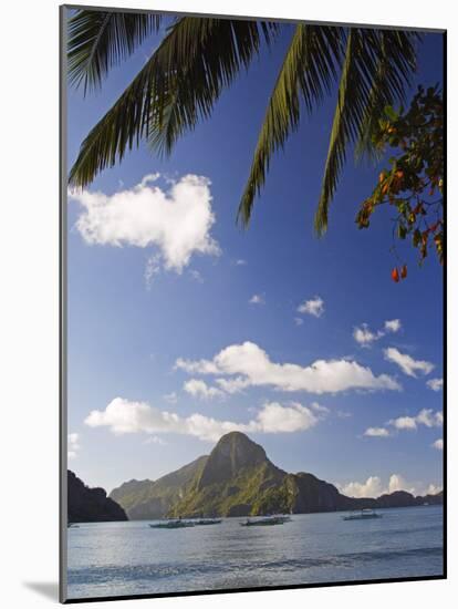 Palawan Province, El Nido, Bacuit Bay, Cadlao Island and Palm Trees, Philippines-Christian Kober-Mounted Photographic Print