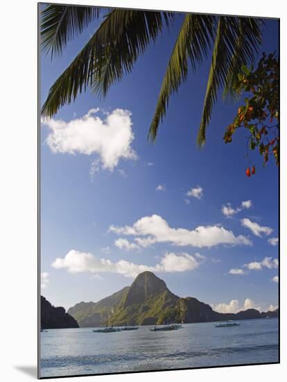 Palawan Province, El Nido, Bacuit Bay, Cadlao Island and Palm Trees, Philippines-Christian Kober-Mounted Photographic Print