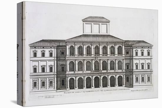 Palazzo Barberini on the Quirinale, Finished 1630, from "Palazzi Di Roma," Part I, Published 1655-Pietro Or Falda Ferrerio-Stretched Canvas
