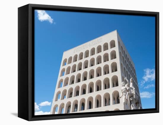 Palazzo della Civilta (Square Colosseum), Mussolini architecture, EUR District, Rome, Lazio, Italy-Jean Brooks-Framed Stretched Canvas