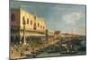 Palazzo Ducale and the Riva degli Schiavoni, Venice-Canaletto-Mounted Giclee Print