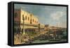 Palazzo Ducale and the Riva degli Schiavoni, Venice-Canaletto-Framed Stretched Canvas