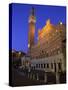 Palazzo Pubblico and the Piazza Del Campo at Night, Siena, Tuscany, Italy-Patrick Dieudonne-Stretched Canvas