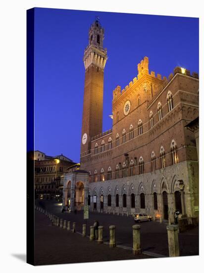 Palazzo Pubblico and the Piazza Del Campo at Night, Siena, Tuscany, Italy-Patrick Dieudonne-Stretched Canvas