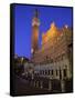 Palazzo Pubblico and the Piazza Del Campo at Night, Siena, Tuscany, Italy-Patrick Dieudonne-Framed Stretched Canvas