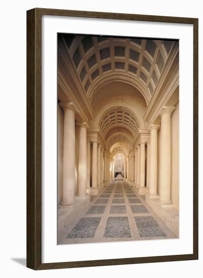 Palazzo Spada, Hallway by Borromini, 17th c. Rome, Italy-Borromini Castelli-Framed Art Print