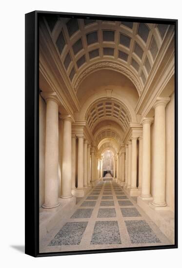 Palazzo Spada, Hallway by Borromini, 17th c. Rome, Italy-Borromini Castelli-Framed Stretched Canvas