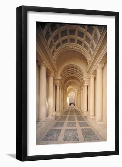 Palazzo Spada, Hallway by Borromini, 17th c. Rome, Italy-Borromini Castelli-Framed Art Print