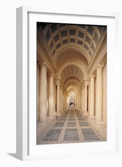 Palazzo Spada, Hallway by Borromini, 17th c. Rome, Italy-Borromini Castelli-Framed Art Print