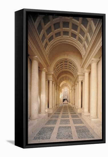 Palazzo Spada, Hallway by Borromini, 17th c. Rome, Italy-Borromini Castelli-Framed Stretched Canvas