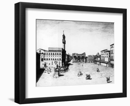 Palazzo Vecchio and Loggia Dei Lanzi, Florence, Tuscany, Italy, 17th Century-null-Framed Premium Giclee Print
