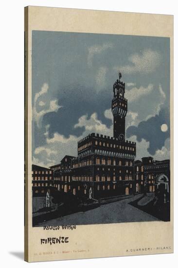 Palazzo Vecchio, Florence, in the Moonlight-null-Stretched Canvas