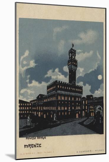 Palazzo Vecchio, Florence, in the Moonlight-null-Mounted Giclee Print