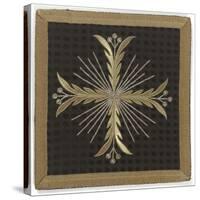 Pale Black Velvet Embroidered with Gold and Silver-null-Stretched Canvas