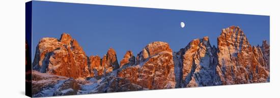 Pale di San Martino and moon, Italy-Frank Krahmer-Stretched Canvas