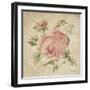 Pale Pink Rose on Antique Linen Light-Cheri Blum-Framed Art Print